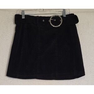 Zara Basic Corduroy Mini Skirt Size Medium Back Zip Skirt Black Casual 0903